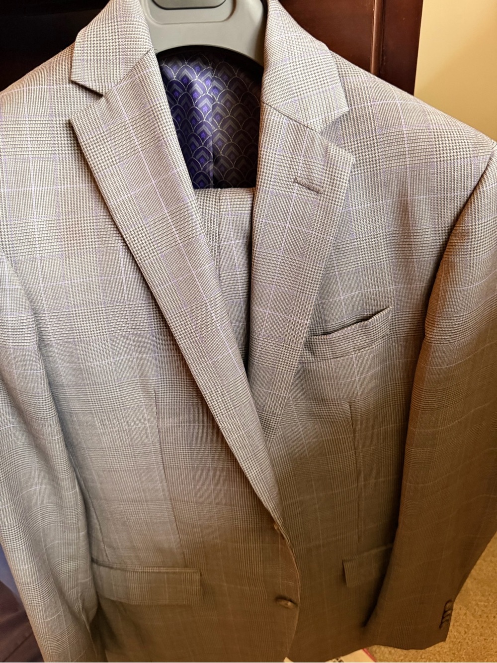 Custom Men's Light Gray Plaid Blazer